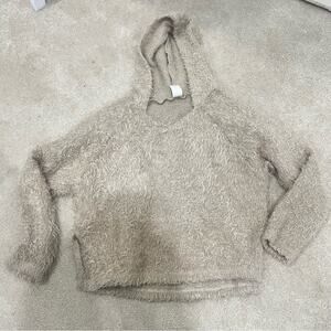 Tru Luv, light tan eyelash cropped hoodie, size 10